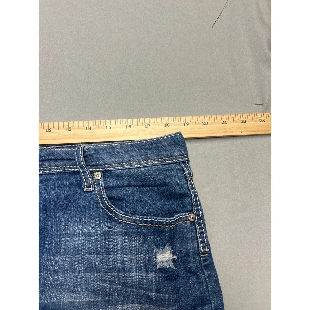Rue21 Womens Blue Distressed Lace Pocket Denim Cut Off Shorts Size 13/14